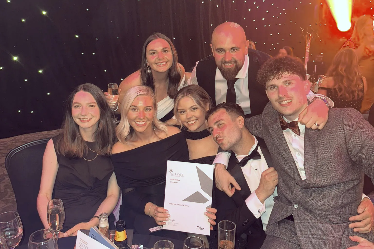 The GRA team celebrating at The Marketing Society Star Awards 2025, holding the Silver certificate